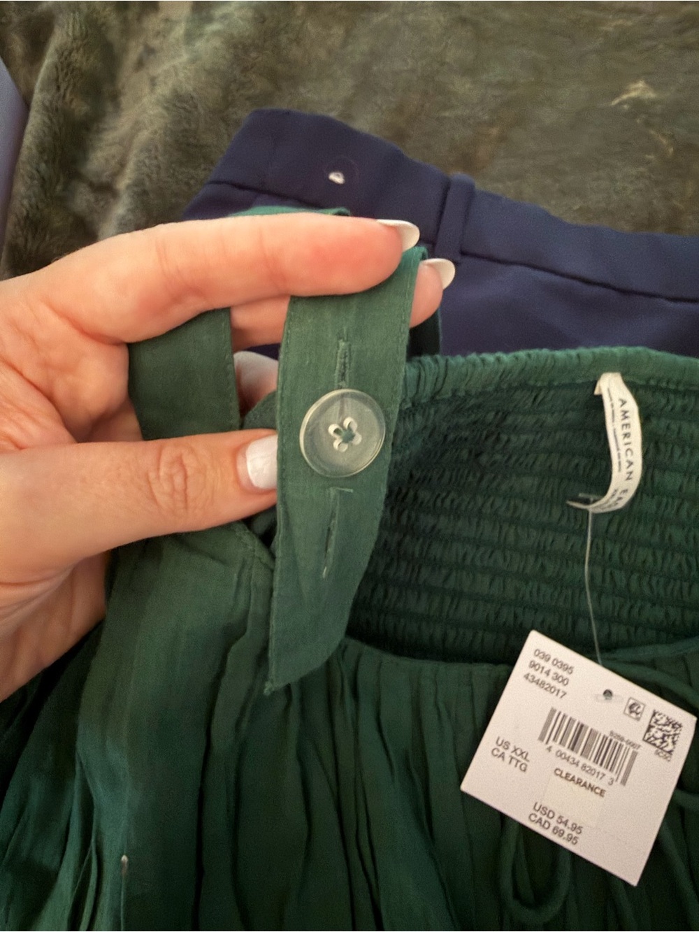American Eagle Outfitters Deep Green Smocked Strapless Dress - Picture 5 of 5